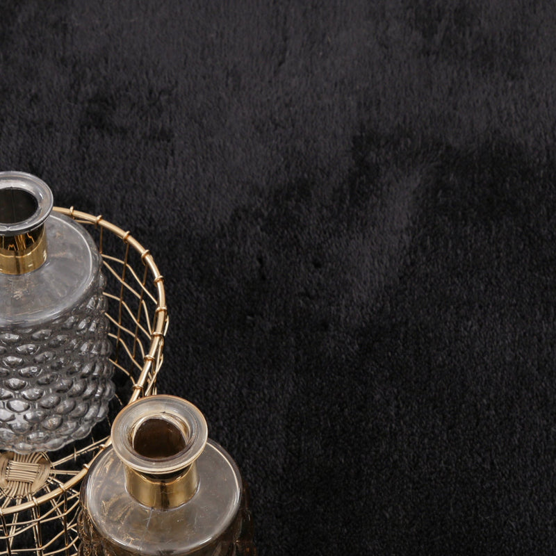 Soft Area Rug with Anti-Slip Backing Washable - Black