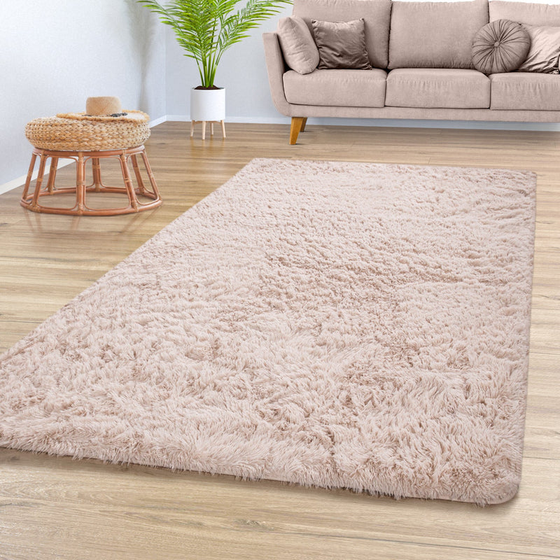 Solid Shag Rug Silky Soft & Fluffy In Cream