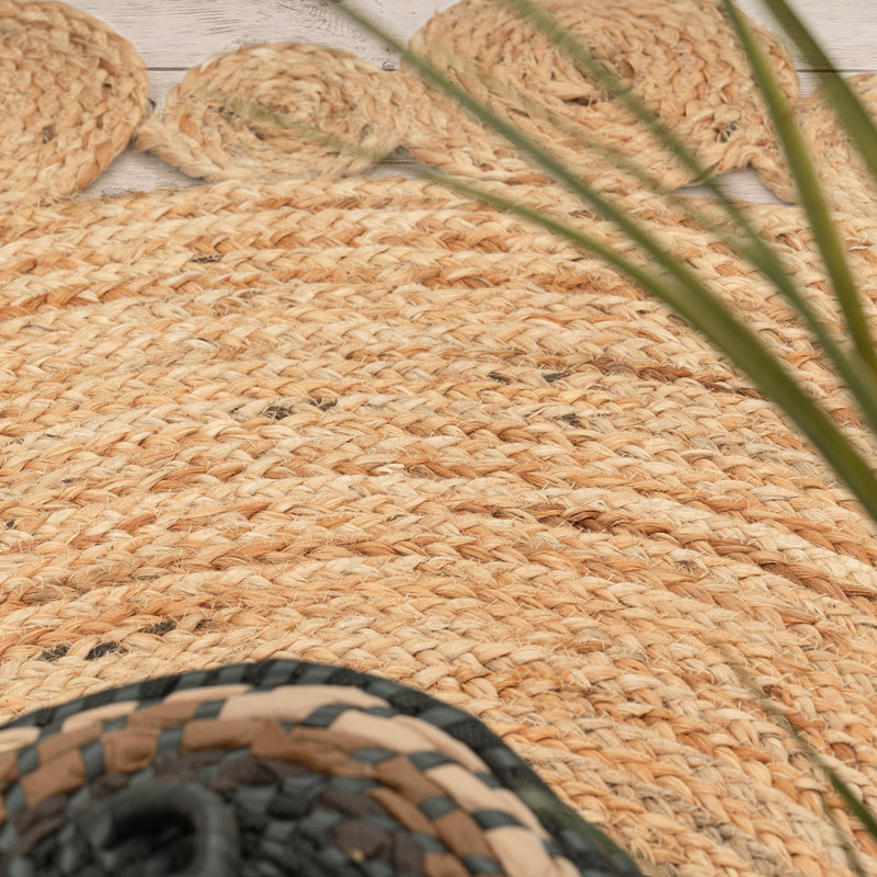 Boho Rug Kaia Hand-Made with Jute Fibers & Nature Colors