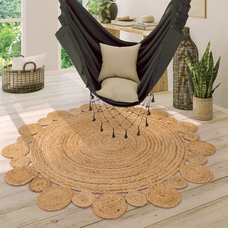 Boho Rug Kaia Hand-Made with Jute Fibers & Nature Colors