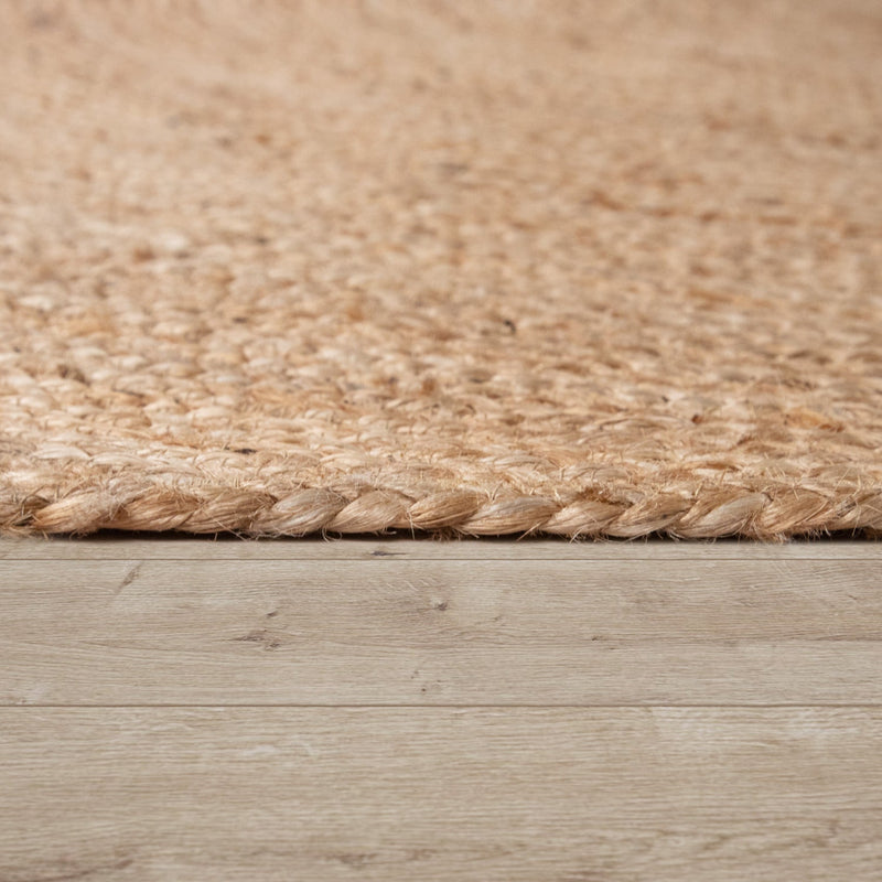 Jute Rug Kaia Hand-Woven with Decorative Circles in Nature Brown