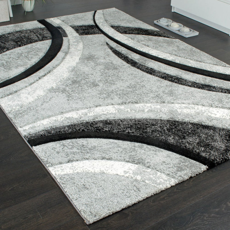 Area Rug Brilliance Grey White Geometric Pattern