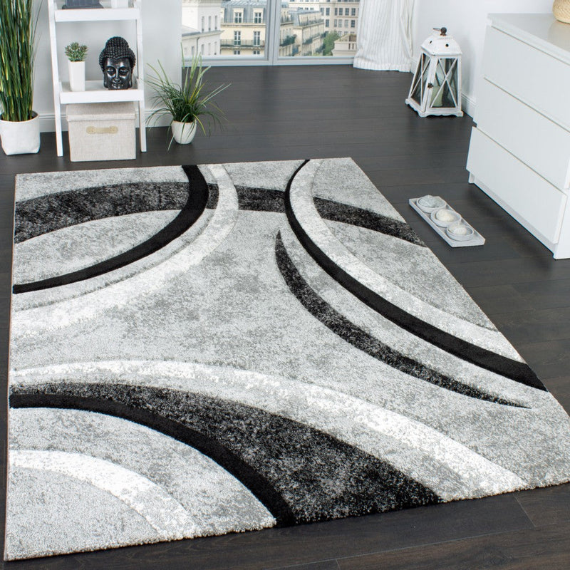 Area Rug Brilliance Grey White Geometric Pattern