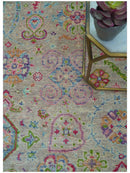 Terra Custom Made Traditional Tribal Design Beige And Pink Hand Knotted Wool Rug