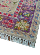 Terra Custom Made Traditional Tribal Design Beige And Pink Hand Knotted Wool Rug