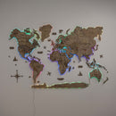 3D LED Wooden World Map 2.0 Terra
