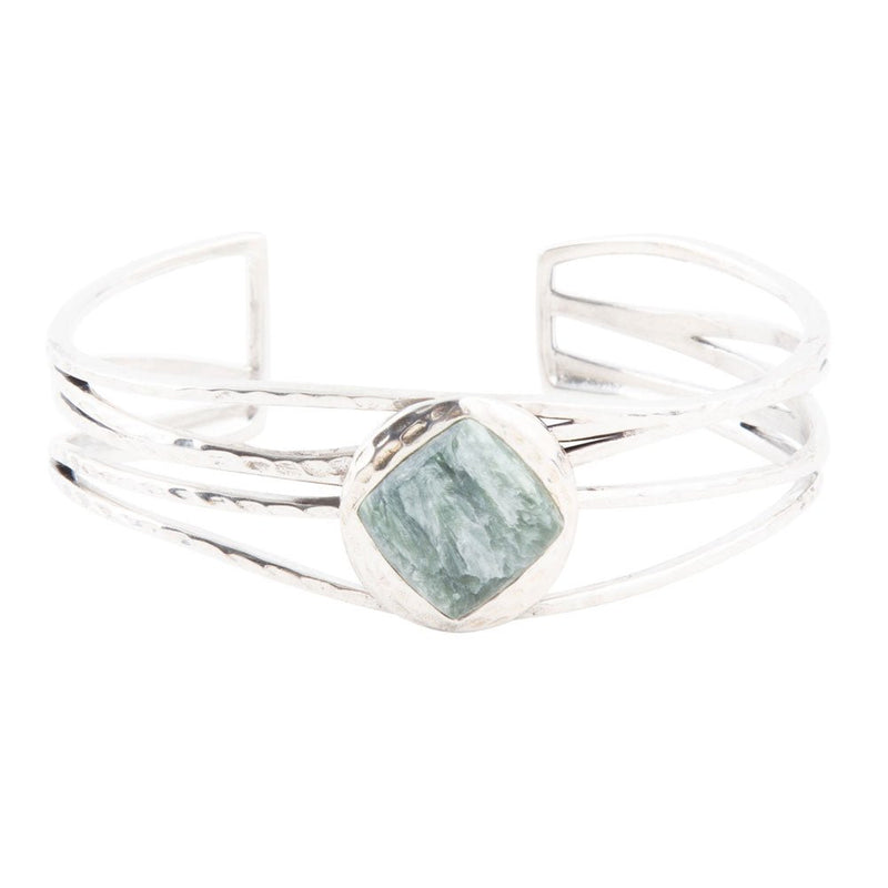 Terra Green Seraphinite and Sterling Silver Cuff Bracelet