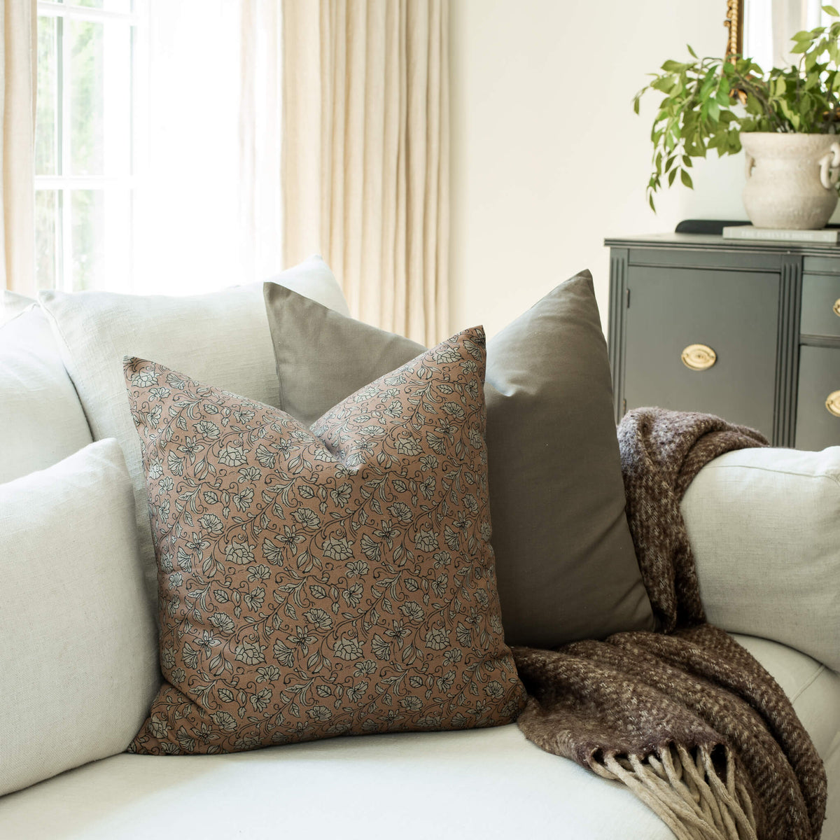 Odette Terracotta Botanical Pillow Cover, photo 6 of 6