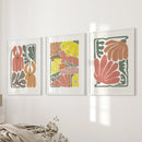 Boho Chic Botanical Decor. Set of 3 Abstract Flowers Prints by Wall Art Set