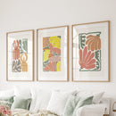 Boho Chic Botanical Decor. Set of 3 Abstract Flowers Prints by Wall Art Set