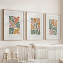Abstract Botanical Set of 3 Prints. Retro Flower Gallery Art by Wall Art Set