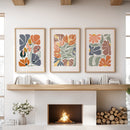 Boho Botanical Set of 3 Wall Art. Abstract Flowers Prints by Wall Art Set