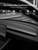 TESERY Real Dry Carbon Fiber Dashboard Cover Overlay for Model 3 Highland / Model Y Juniper