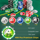 Texas Holdem Poker Chip Set Casino Poker Chips with 400 Pieces Chips-Black by LJGDeals