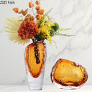 GobekUsa Amber Glass Vase: Table Decor, Flower Arrangement, Hydroponic Plant Pot