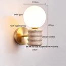 GobekUsa LED Wall Light Fixture Travertine Stone Wood Canopy Bedside Lamp