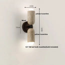 GobekUsa LED Wall Light Fixture Travertine Stone Wood Canopy Bedside Lamp