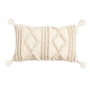 Textured beige tassels cushion cover living room geometric throw pillow by Decorbites