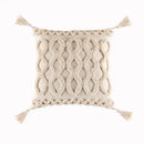 Textured beige tassels cushion cover living room geometric throw pillow by Decorbites