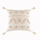 Textured beige tassels cushion cover living room geometric throw pillow by Decorbites