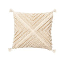 Textured beige tassels cushion cover living room geometric throw pillow by Decorbites