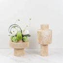 GobekUsa Beige Travertine Stone Vase for Living Room Hotel Dining Table