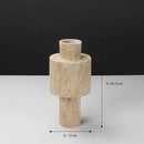 GobekUsa Beige Travertine Stone Vase for Living Room Hotel Dining Table