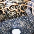 GobekUsa Brown Hand-Paint Glass Wash Basin Set with Gold Chrome Waterfall Faucet