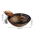 GobekUsa Brown Hand-Paint Glass Wash Basin Set with Gold Chrome Waterfall Faucet