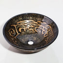 GobekUsa Brown Hand-Paint Glass Wash Basin Set with Gold Chrome Waterfall Faucet