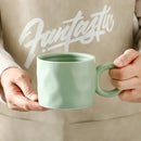 Textured blue ceramic coffee mug kitchen cup with round handle by Decorbites