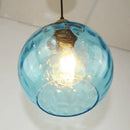 GobekUsa Blue Glass Ball LED Pendant Light Fixture for Dining Room and Bedroom