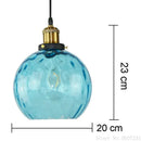 GobekUsa Blue Glass Ball LED Pendant Light Fixture for Dining Room and Bedroom