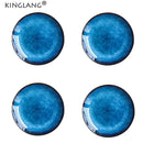 GobekUsa Ceramic Dinner Plate Set - Blue Klin Glazed Round Plates