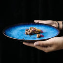 GobekUsa Ceramic Dinner Plate Set - Blue Klin Glazed Round Plates