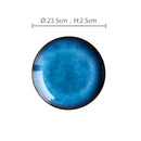 GobekUsa Ceramic Dinner Plate Set - Blue Klin Glazed Round Plates