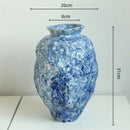 GobekUsa Blue Ceramic Vase Hydroponic Terrarium Flowerpot Decoration Home Flower Vase