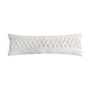 Textured blue & white geometric cushion cover with tassels living room by Decorbites