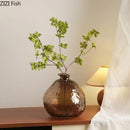 GobekUsa Brown Glass Vase Hydroponics Plant Pot for Table Decoration and Floral Arrangements