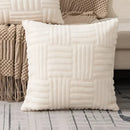 Textured cream woven geometric design cushion covers living room by Decorbites