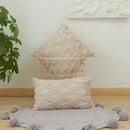 Textured earthy geometric diamond embroidery living room cushion cover by Decorbites