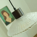 GobekUsa Clear Glass LED Pendant Light Fixture Wood Hanging Lamp