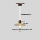 GobekUsa Clear Glass LED Pendant Light Fixture Wood Hanging Lamp