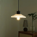 GobekUsa Clear Glass LED Pendant Light Fixture Wood Hanging Lamp