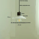 GobekUsa Clear Glass LED Pendant Light Fixture Wood Hanging Lamp