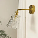 GobekUsa Brass Mirror Wall Sconce with Glass Shade for Bedroom and Living Room