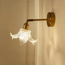 GobekUsa Brass Mirror Wall Sconce with Glass Shade for Bedroom and Living Room