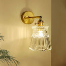 GobekUsa Brass Mirror Wall Sconce with Glass Shade for Bedroom and Living Room