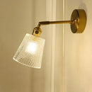 GobekUsa Brass Mirror Wall Sconce with Glass Shade for Bedroom and Living Room