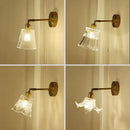 GobekUsa Brass Mirror Wall Sconce with Glass Shade for Bedroom and Living Room